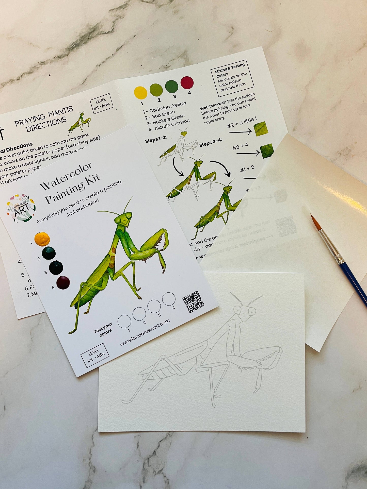 Landa Ruen Art - Praying Mantis Watercolor Kit