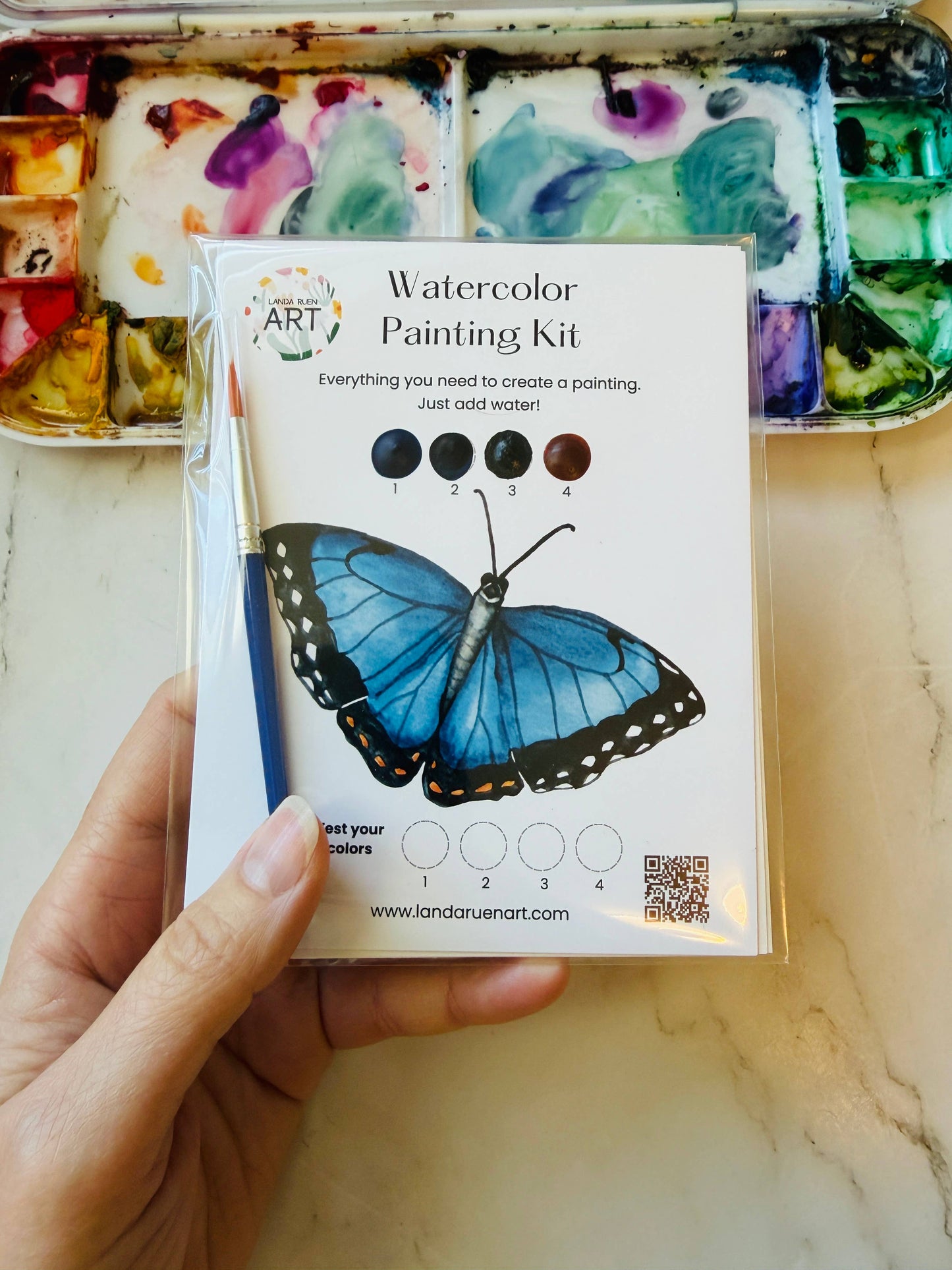 Landa Ruen Art - Morpho Butterfly Watercolor Kit