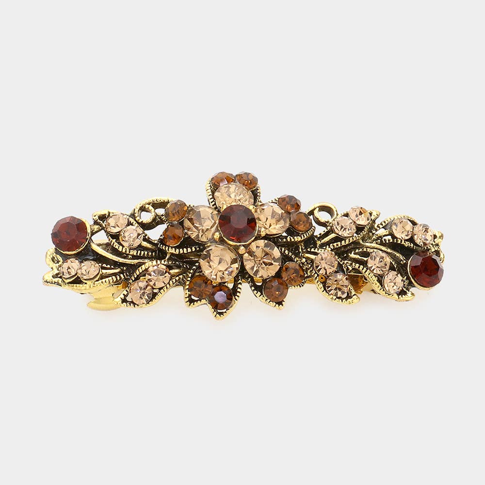 Sensibling Corp. - Stone Embellished Flower Accented Barrette
: Clear