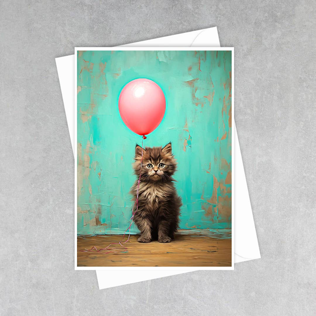Salty Alyce - Birthday Party Kitty With Balloon Greeting Card 49AS