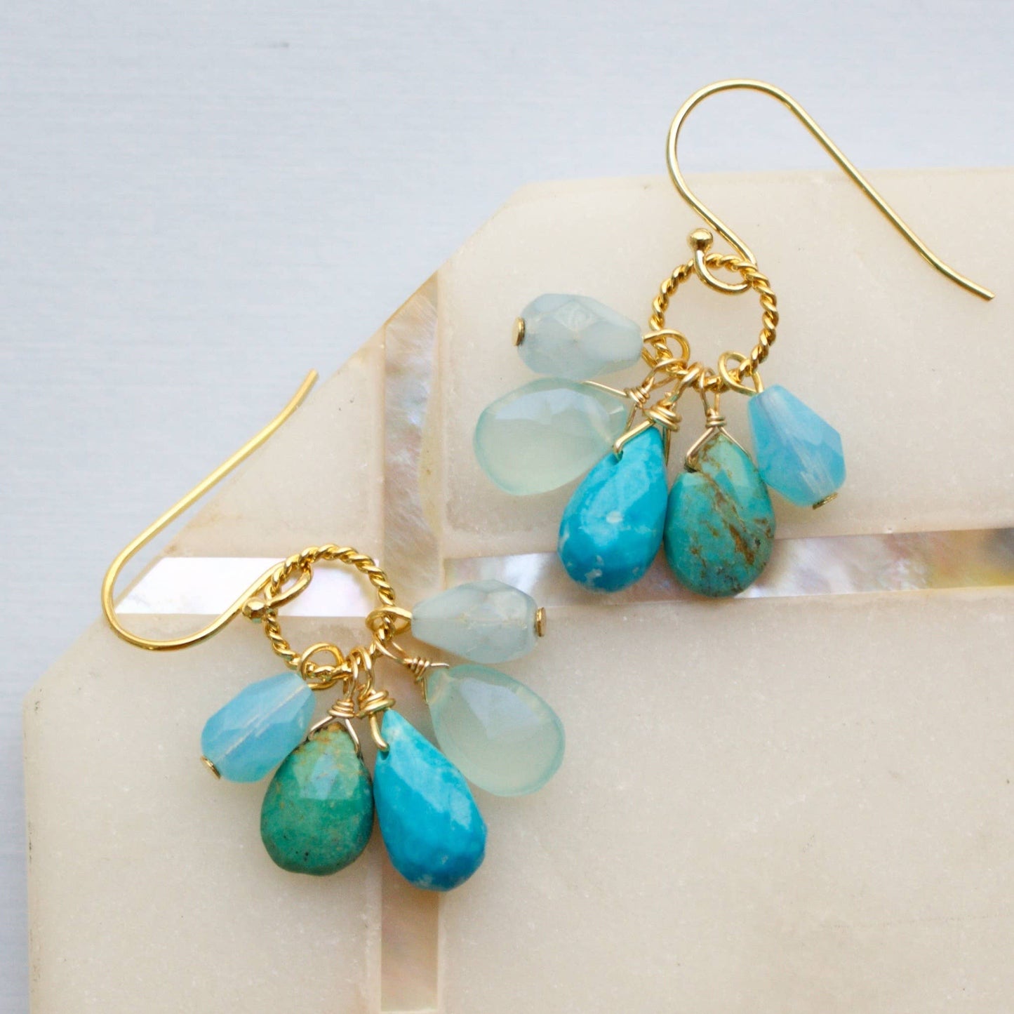 a.v. max - Semi Precious Cluster Earrings: Mother of Pearl