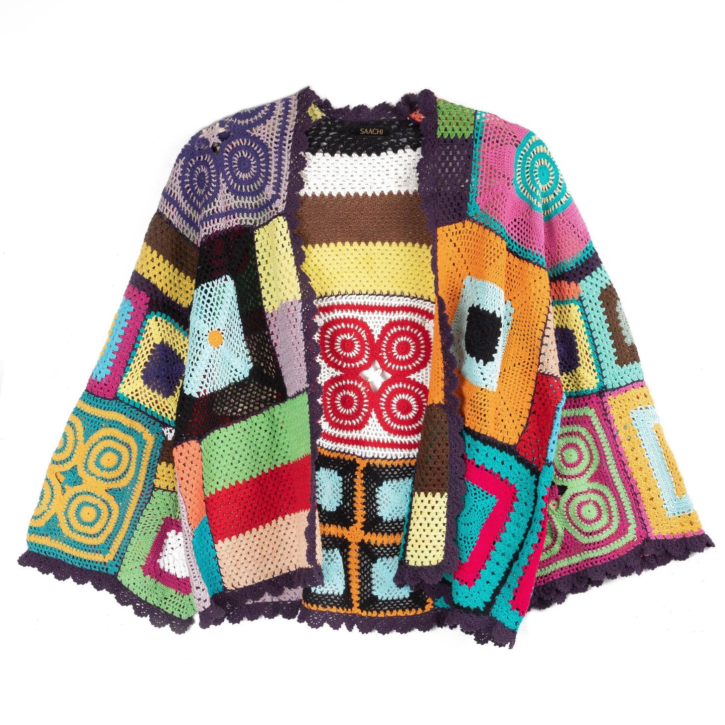 SAACHI - Willa Granny Hand Crochet Color Block Jacket
