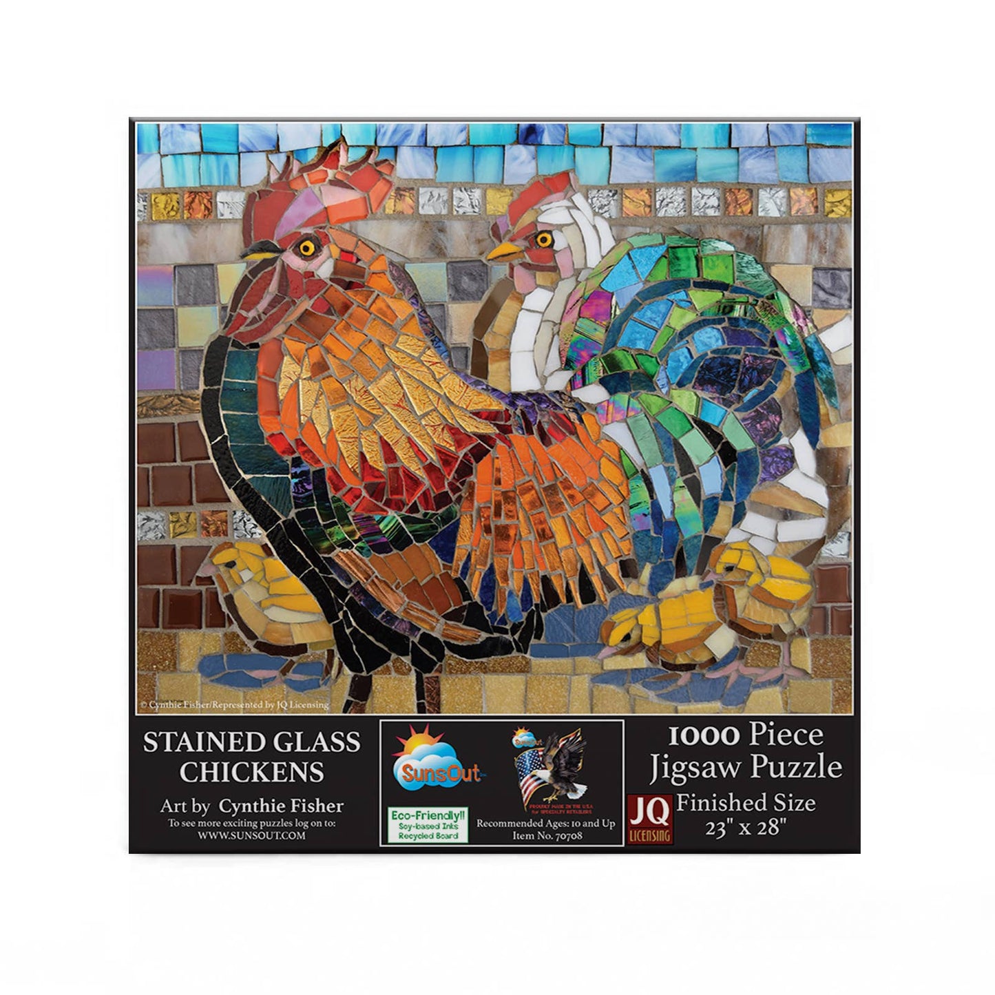 SunsOut - 5316 Stained Glass Chickens 1000 pc Puzzle