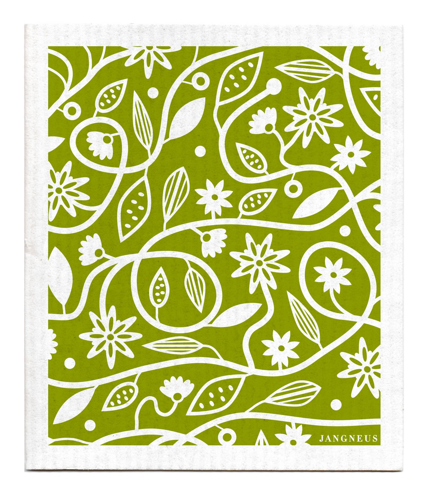 Jangneus - Swedish Dishcloth - Doodle Flower - Green