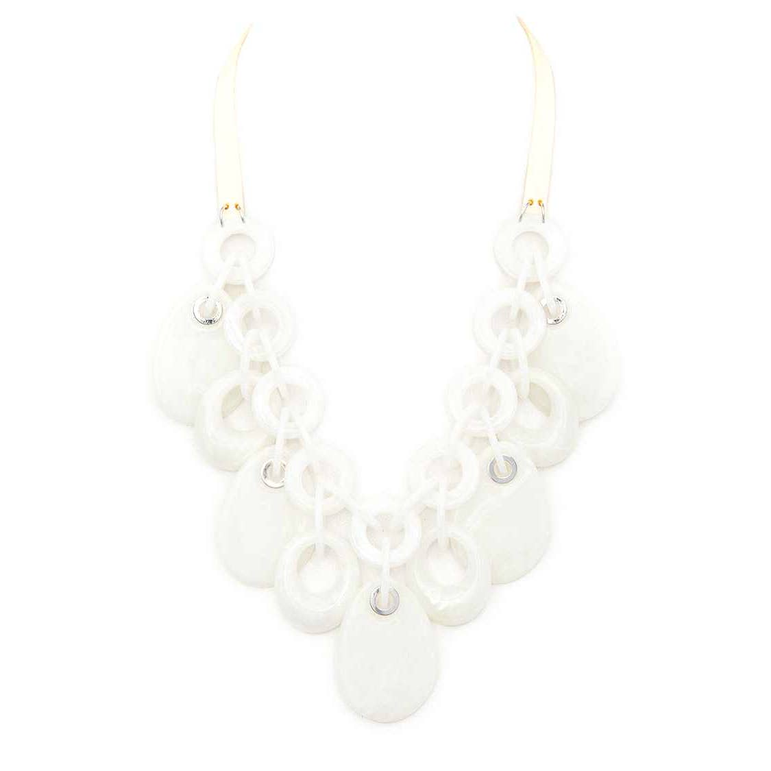 Artini Accessories - Resin Fringe Disk Statement Necklace: Black