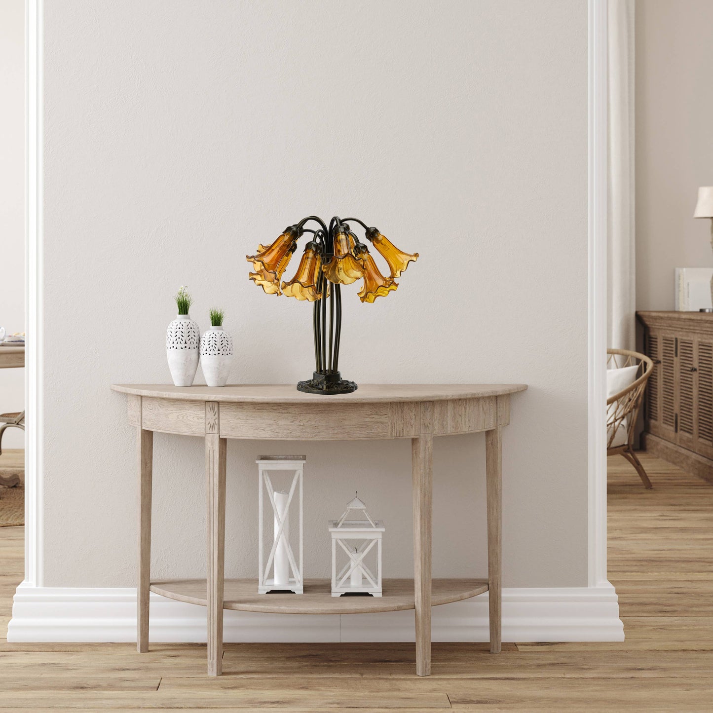 River of Goods - 21"H Lily 10 Light Amber Shade Table Lamp