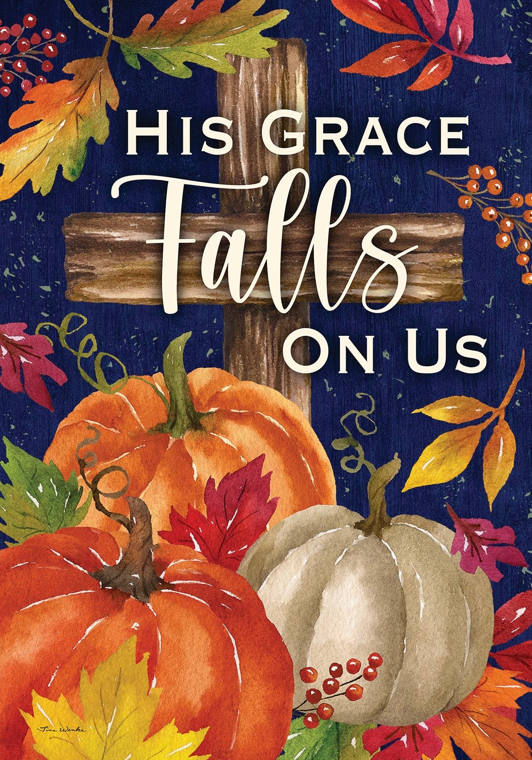 Custom Decor - His Grace-Flag by Tina Wenke ™ - 12” x 18”