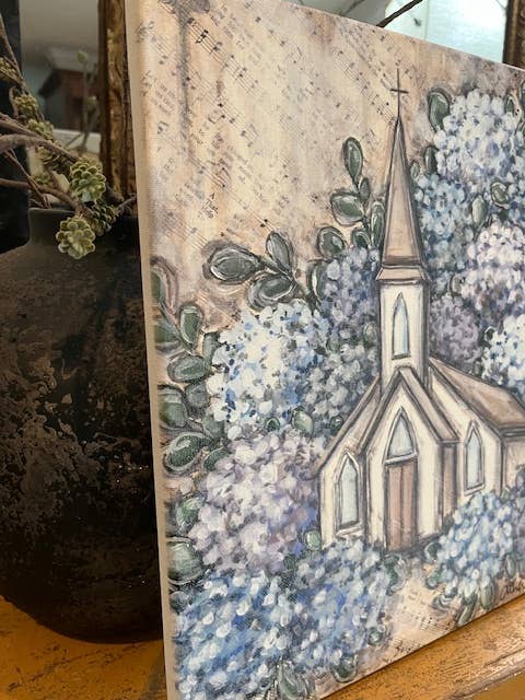 Rustic Nester - Blue Floral Canvas art print, Christian home decor, Wall art: 11x14