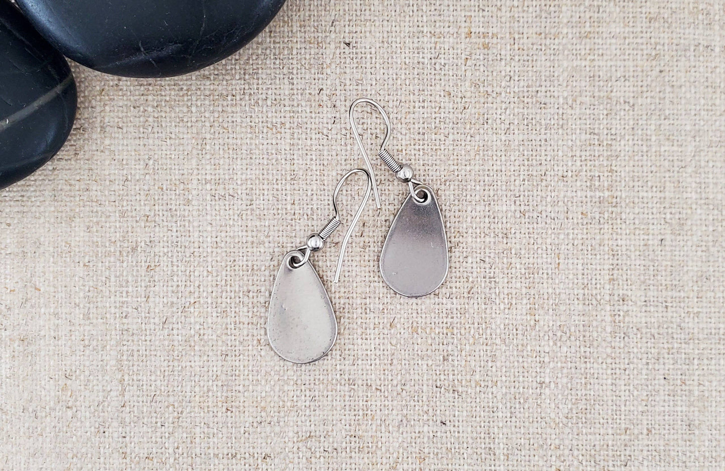 Covaly Artisan Jewelry - Alcohol Ink Stainless Steel Small Teardrop Earrings: Reds