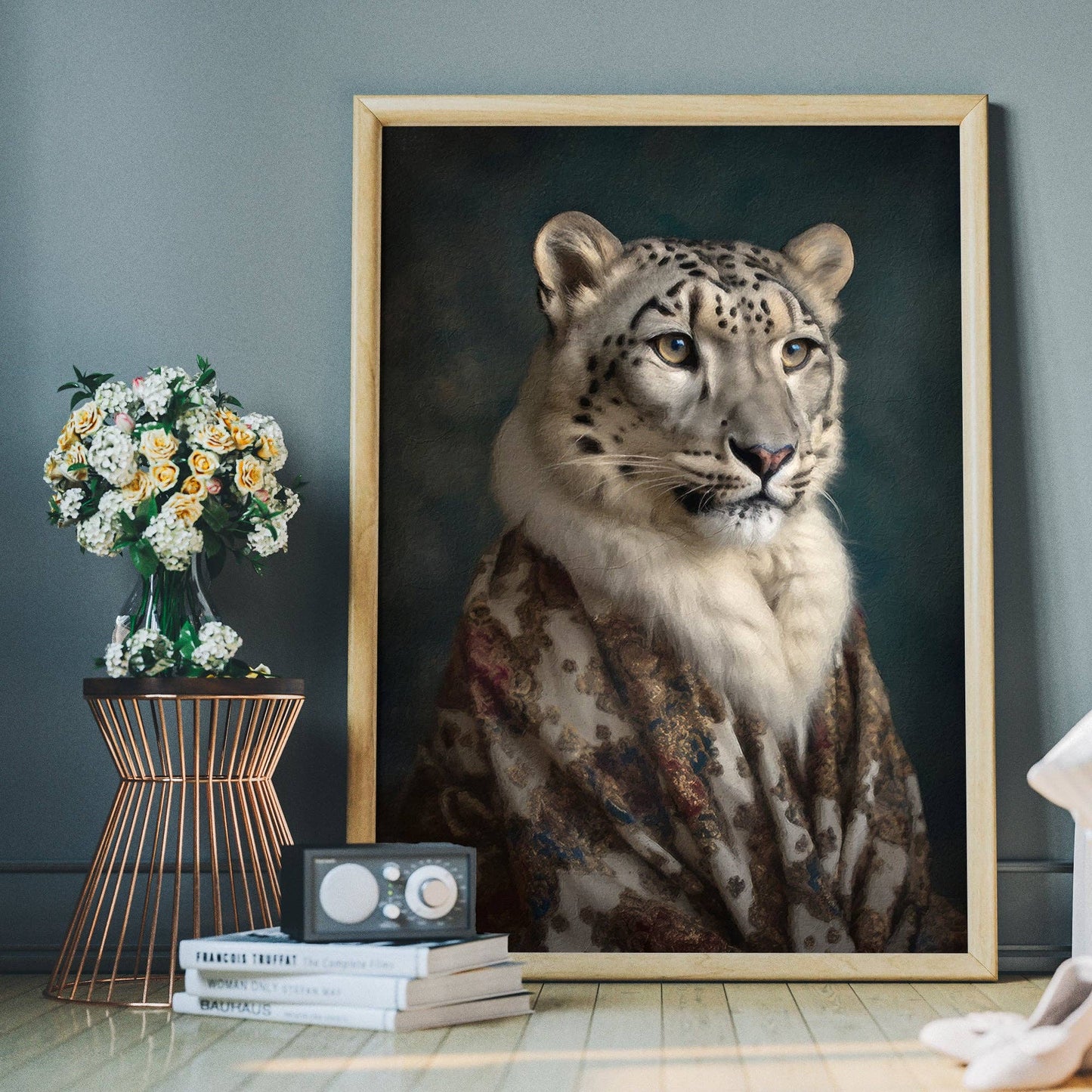 Ink & Drop - Snow Leopard 1 Animal Portrait Print: 11 ¾ x 15 ¾ in | 30x40 cm / Matte