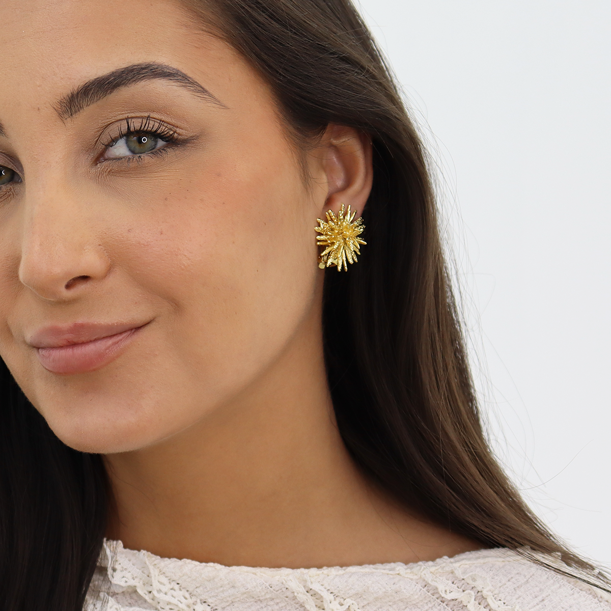 KARINE SULTAN - Starburst Clip-On Earrings – Hedgehog Inspired Design: Silver