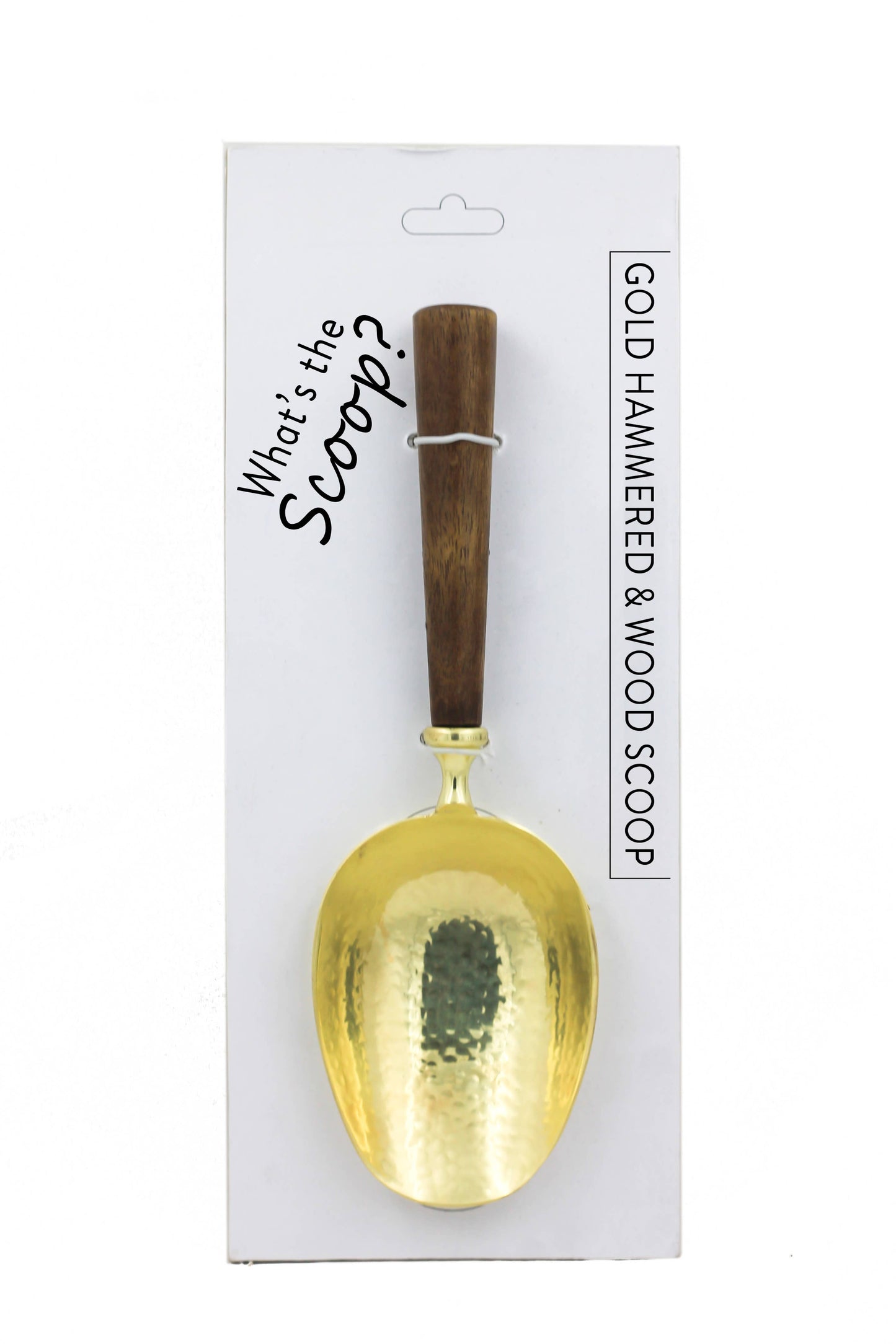India Handicrafts Inc - Gold Hammered Ice Scoop w/ Driftwood Handle