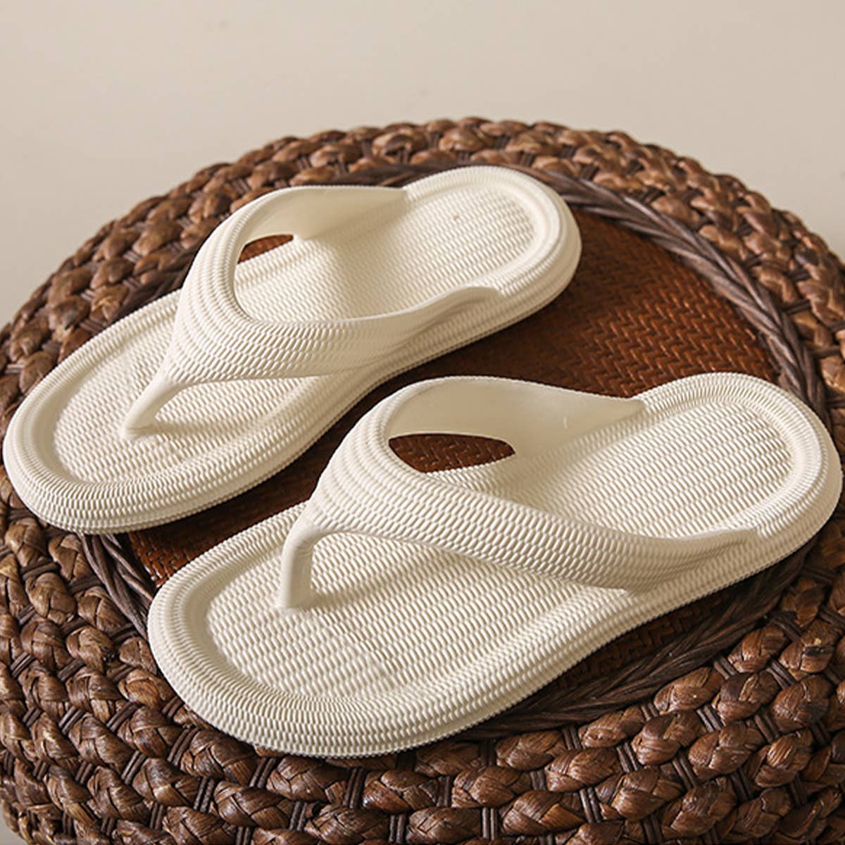 ACCITY - EVA SOLID COLOR FLIP-FLOPS SUMMER BEACH SLIPPERS_CWSHS0690: White / (7) 1