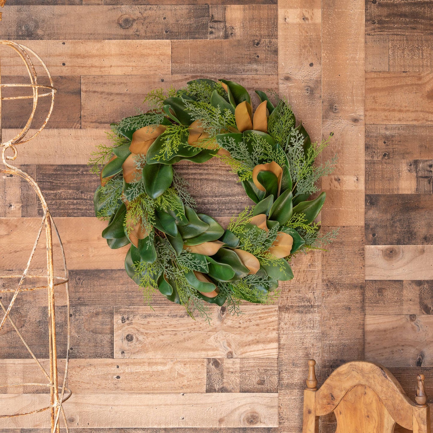 Mills Floral Company - Magnolia Evergreen Wreath - 24 Inch