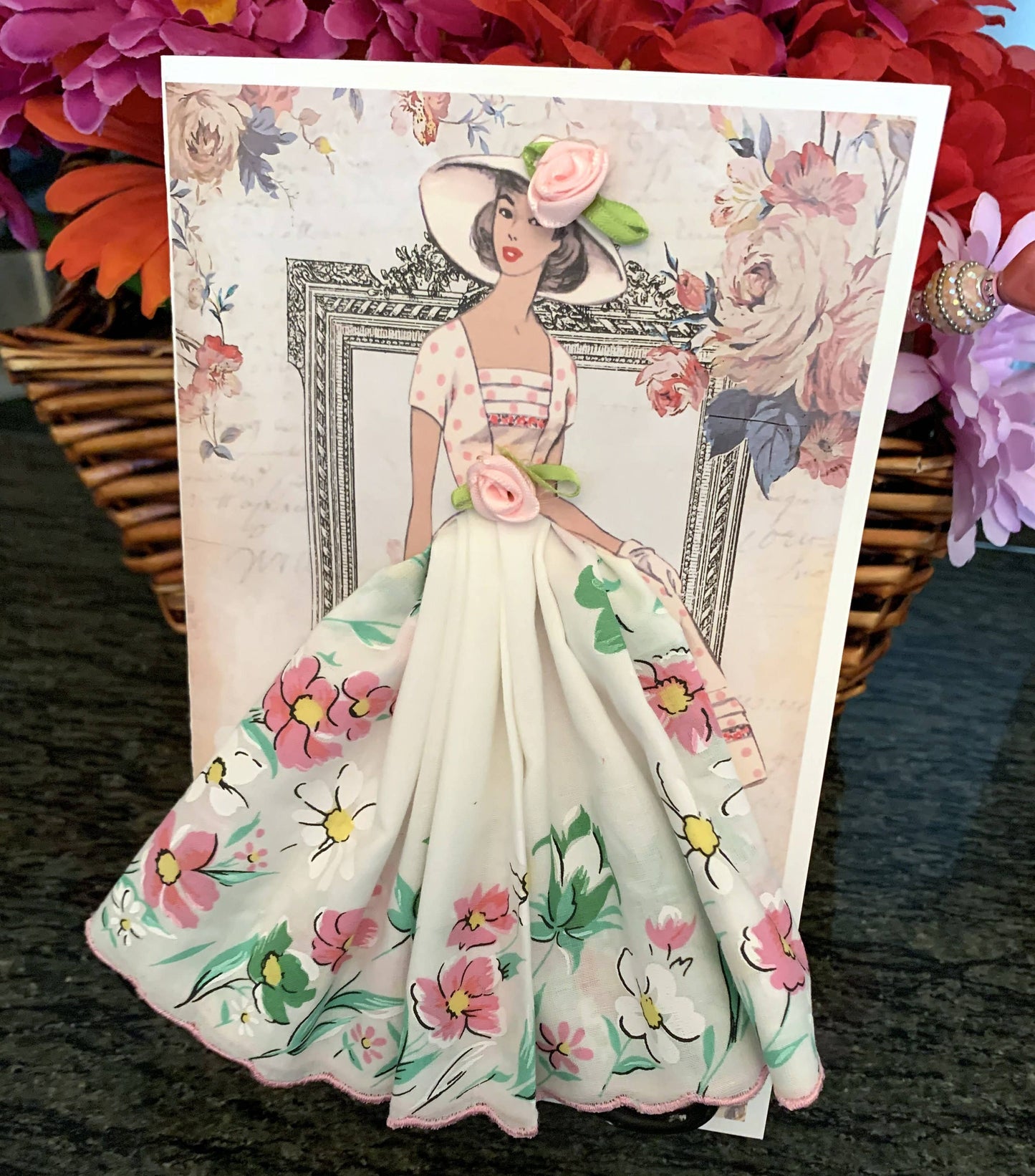 MOMENTS IN THYME - Fashion Ladies Keepsake Hankie Cards: Blue