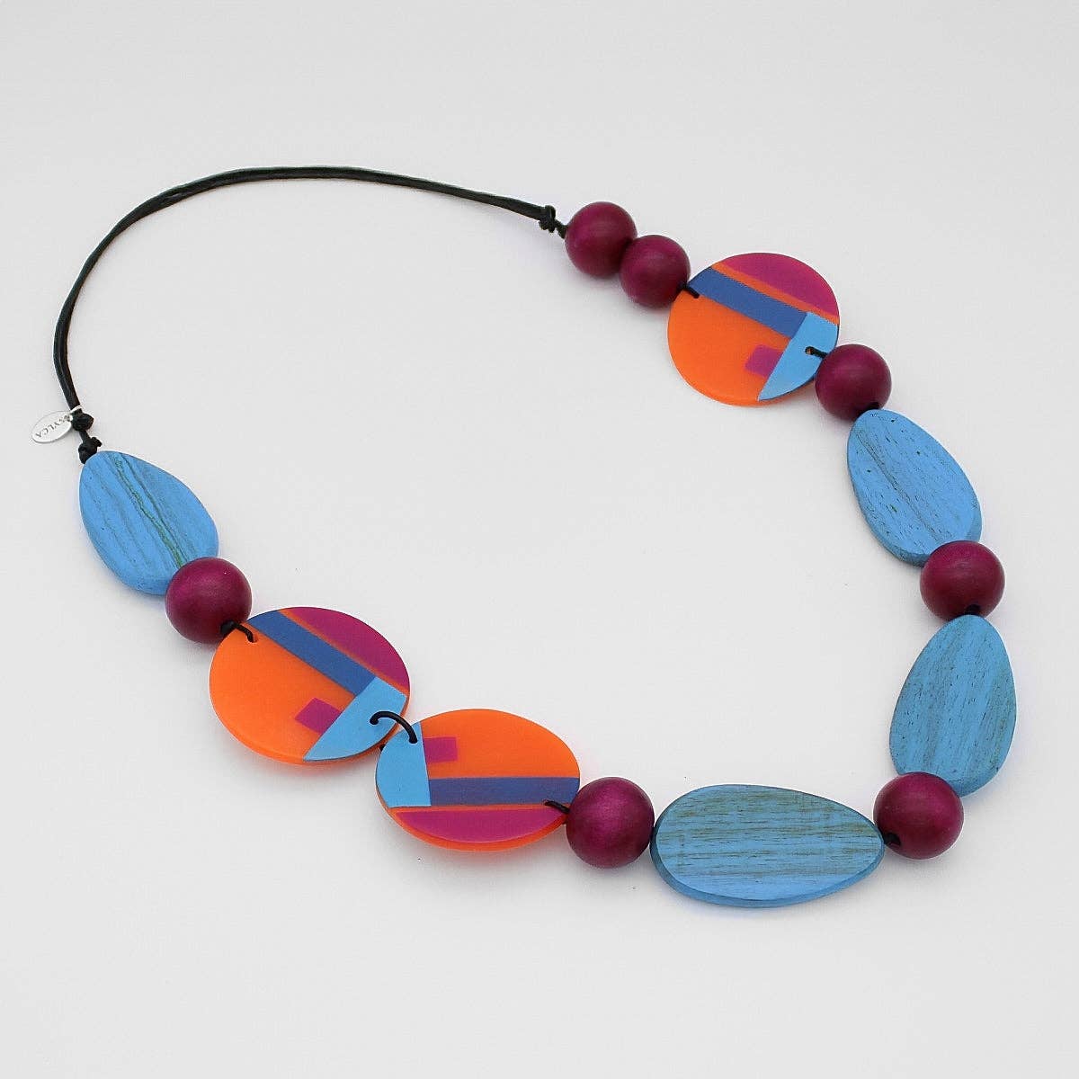 Sylca Designs - Orange Mixed Media Poppy Necklace