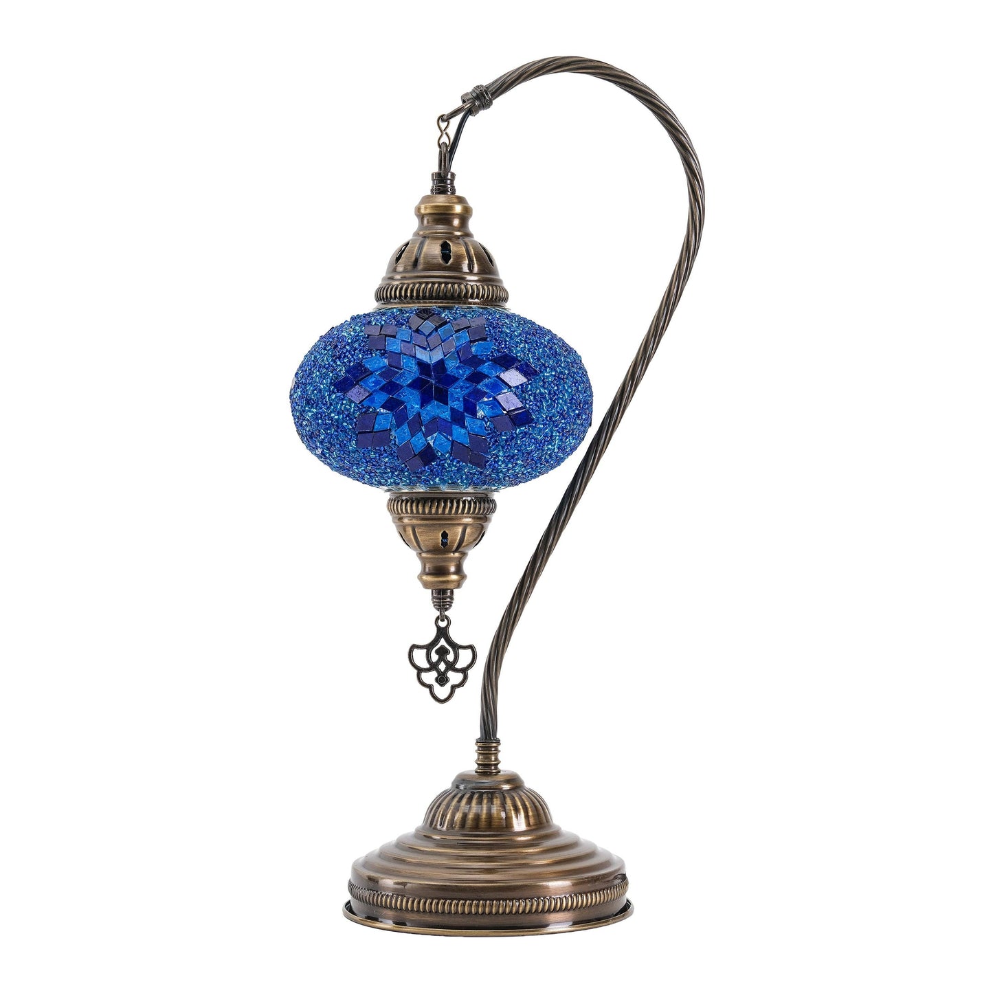 Mozaist LLC - Mozaist Handmade Turkish Mosaic Swan Table Lamp Blue