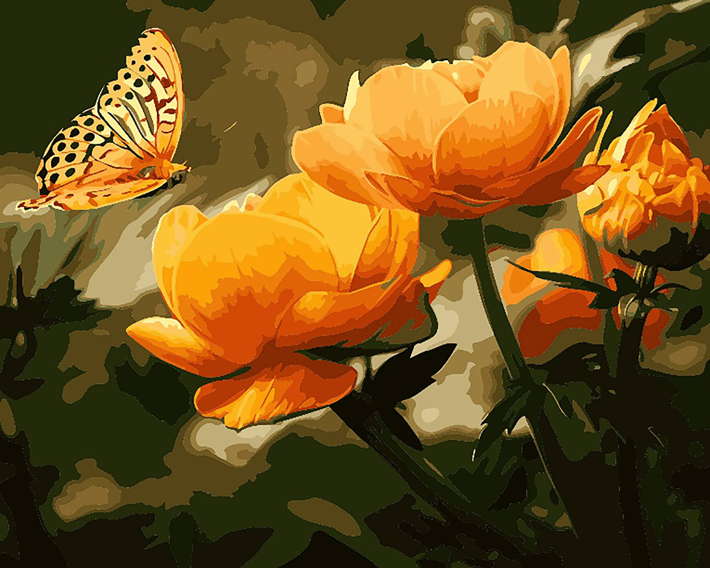 Winnie's Picks - Peach butterfly in the summer - DIY Paint By Numbers Kit: 16x20in