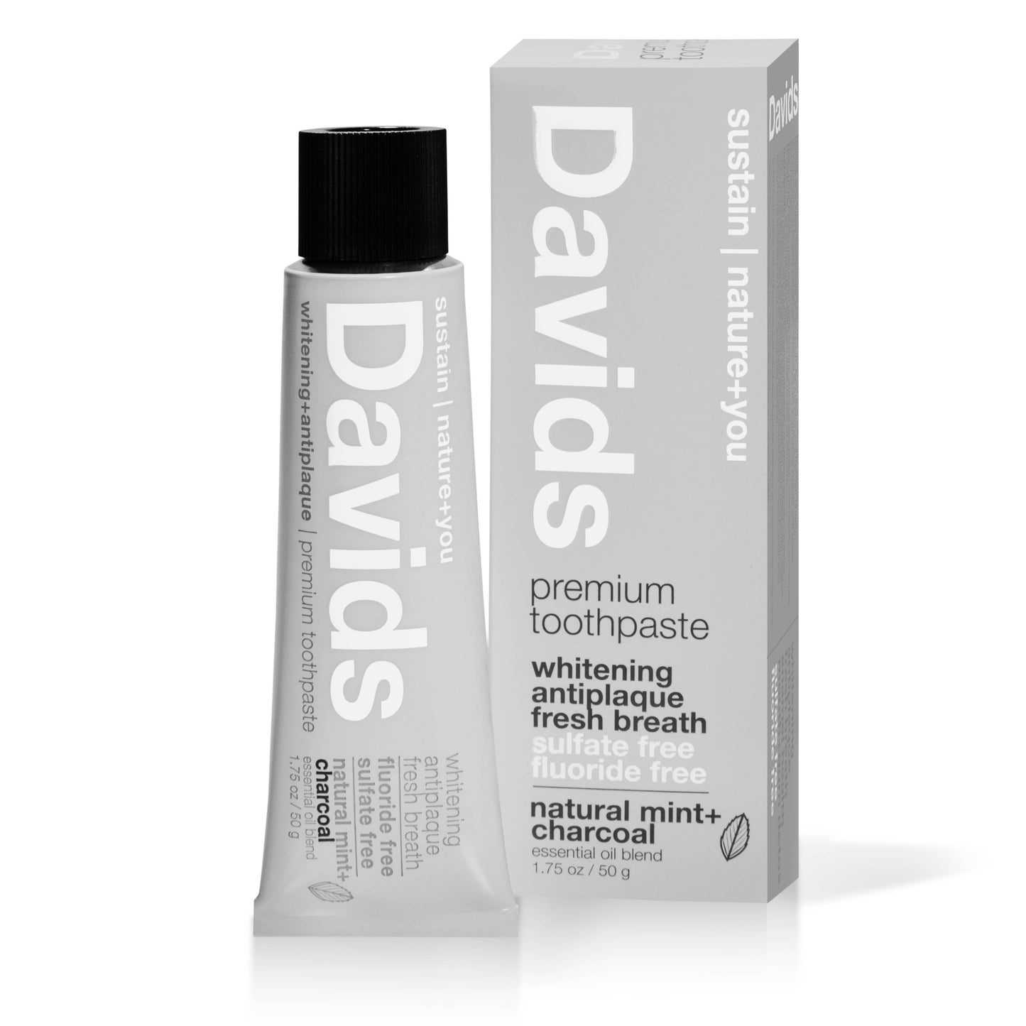 Davids Natural Toothpaste - Davids travel size premium toothpaste / charcoal+peppermin