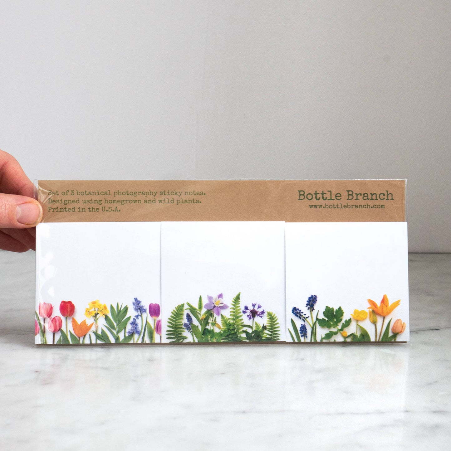 Bottle Branch - Sticky notes - 3 pack - Colorful Spring flowers