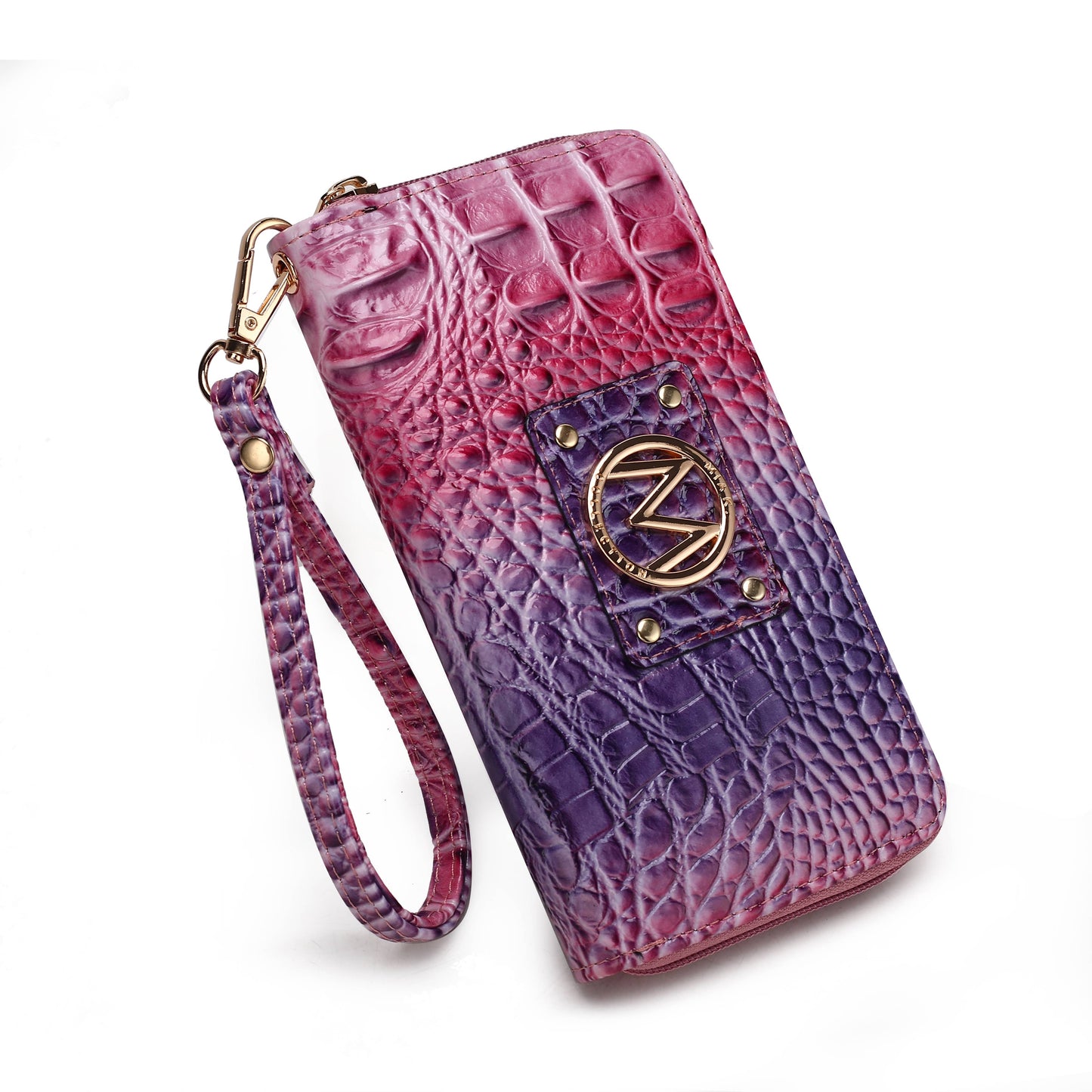 MKF Collection - Frankie Gradient Rainbow Faux Crocodile-Embossed with wallet: Turquoise