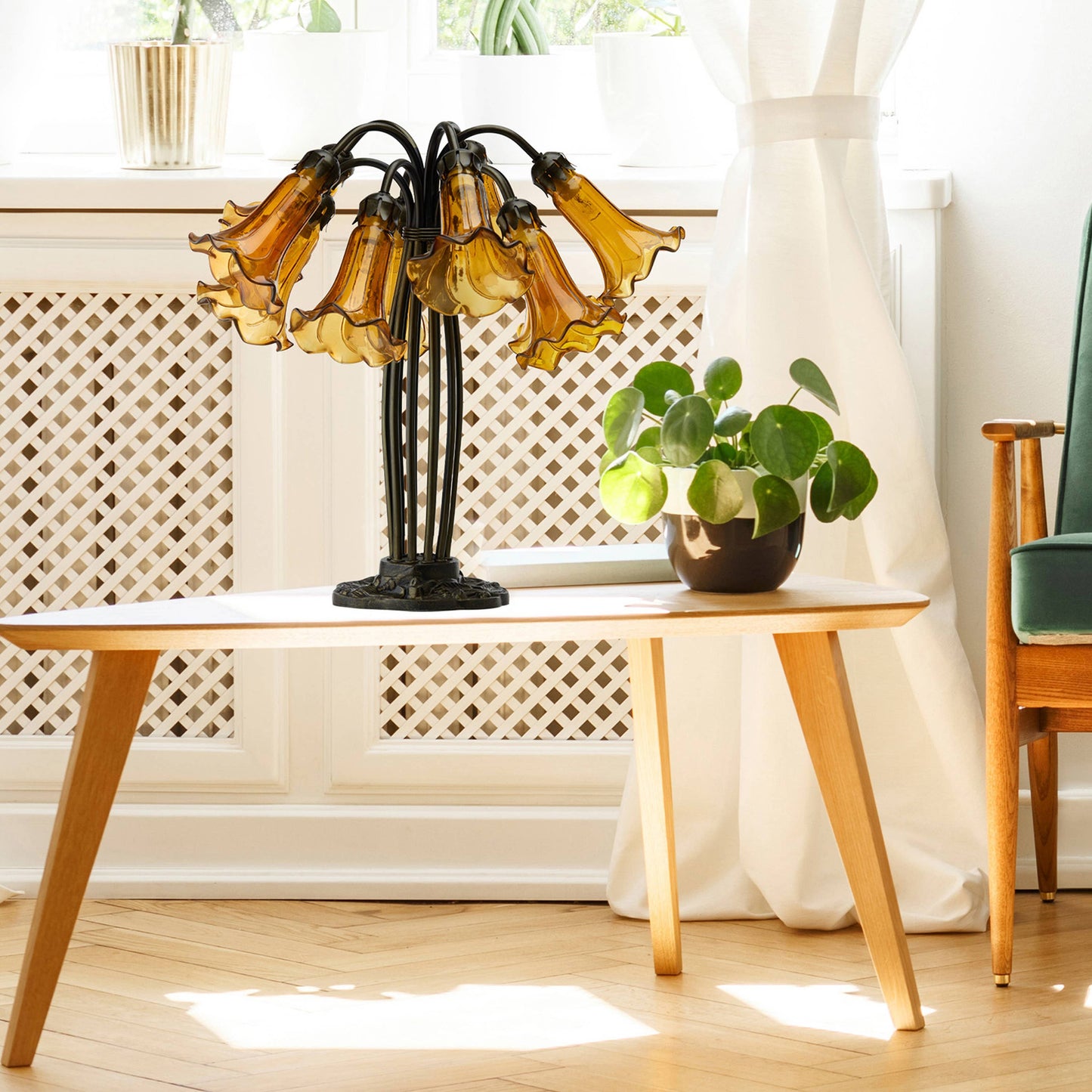 River of Goods - 21"H Lily 10 Light Amber Shade Table Lamp