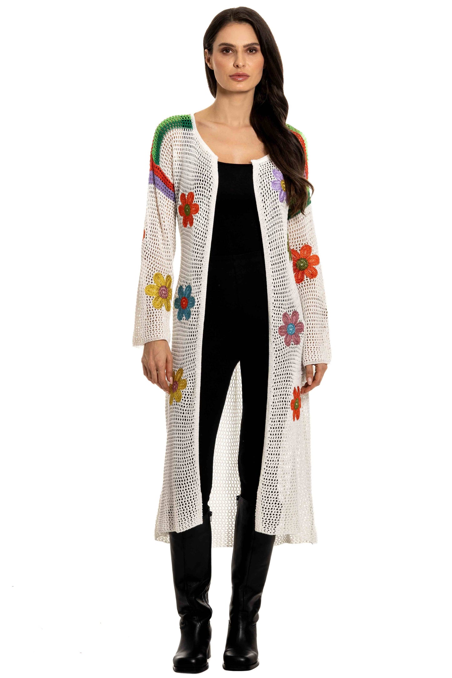 Adore - L-33557A - Crochet Floral Duster: L