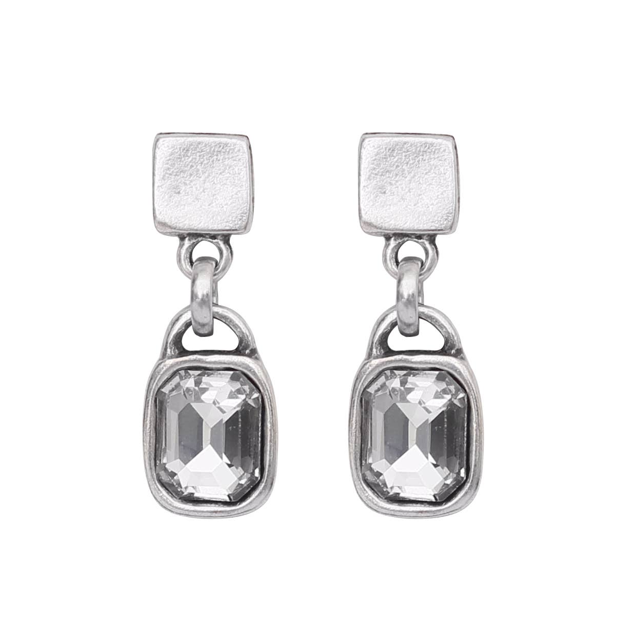 Chanour - Handmade Clear Crystal Pewter Earrings - 1935