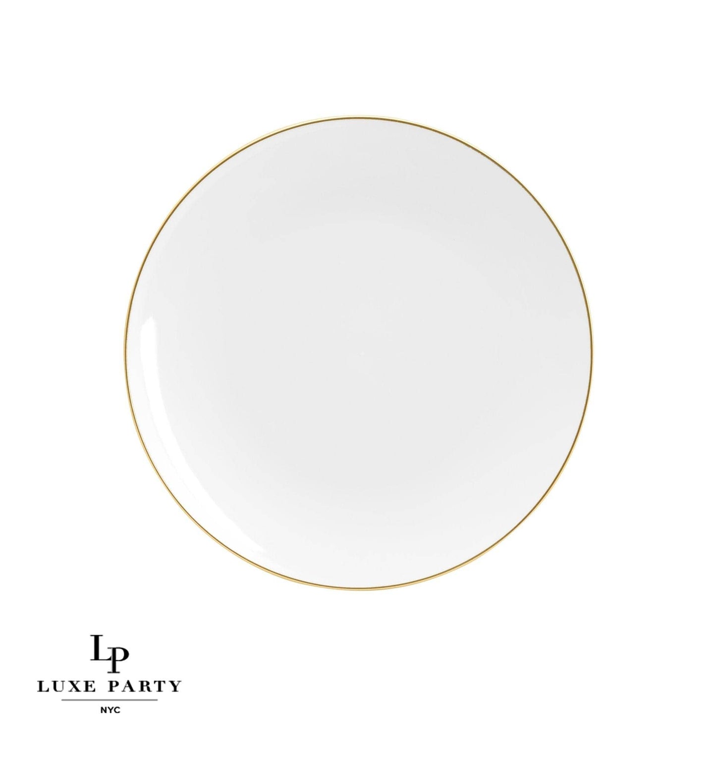 Luxe Party - Round White • Gold Plastic Plates | 10 Pack: 7.25" Appetizer Plates