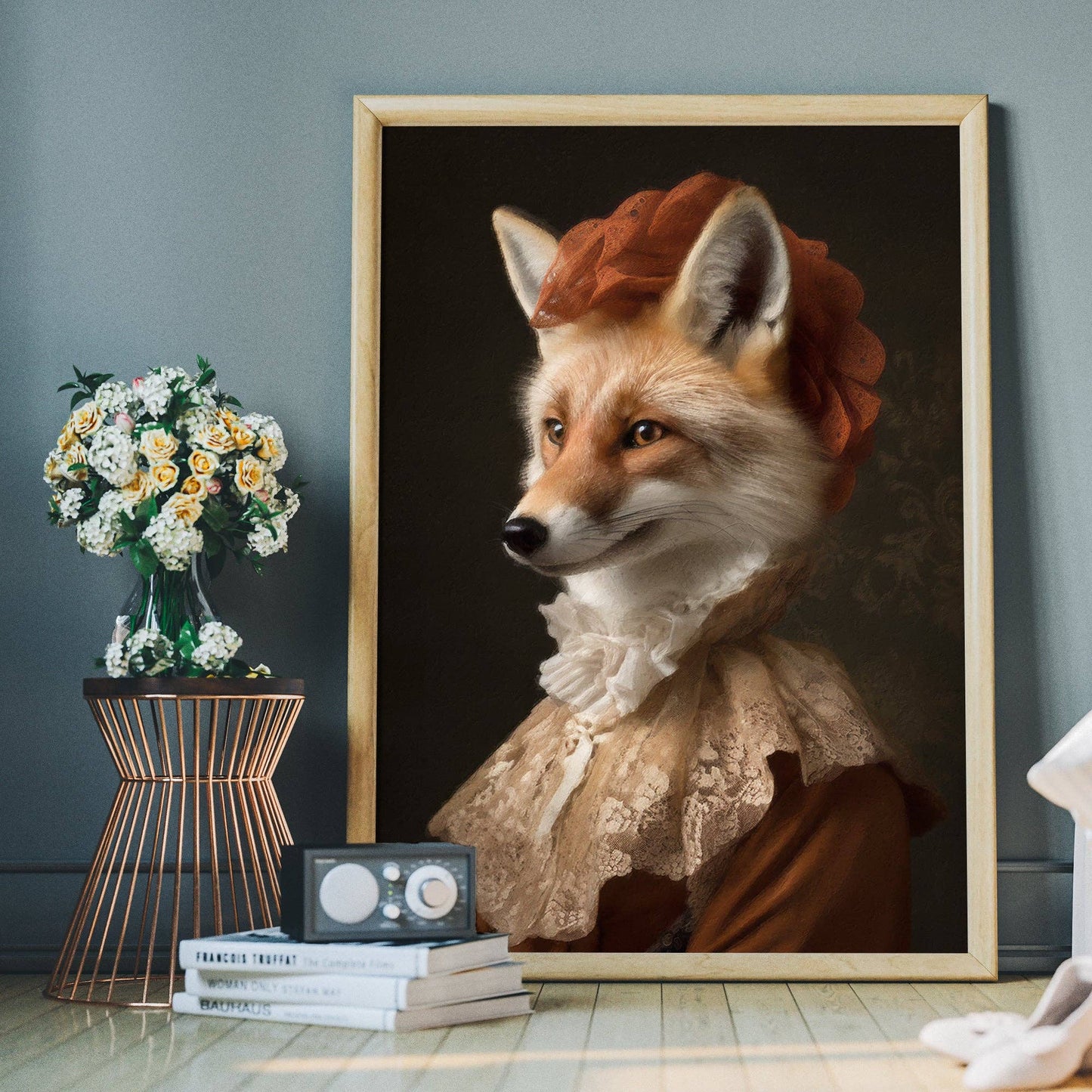 Ink & Drop - Fox Lady Animal Portrait Print: 11 ¾ x 15 ¾ in | 30x40 cm / Matte