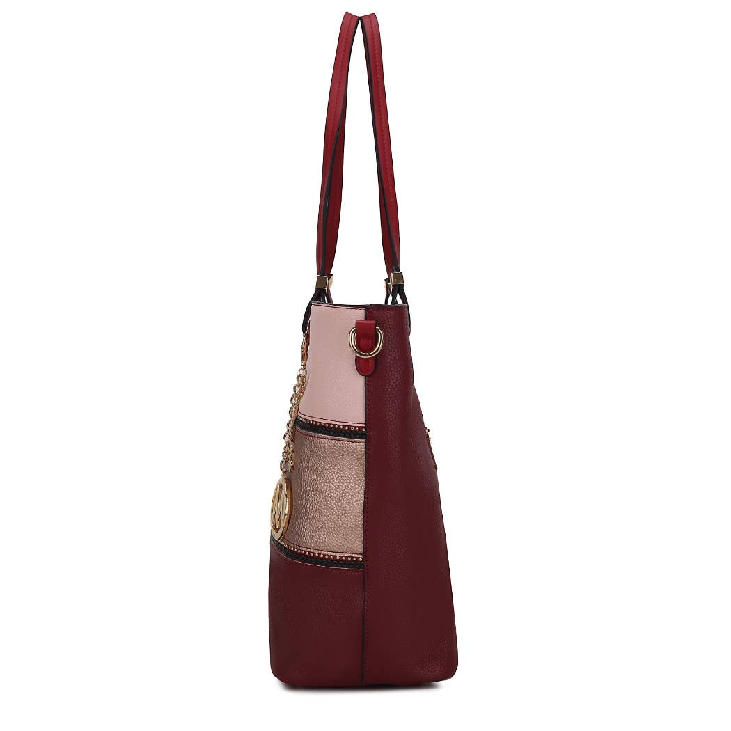 MKF Collection - Vallie Color-Block Vegan Leather Women Tote Handbag by Mia K: Charcoal-Pewter-Denim