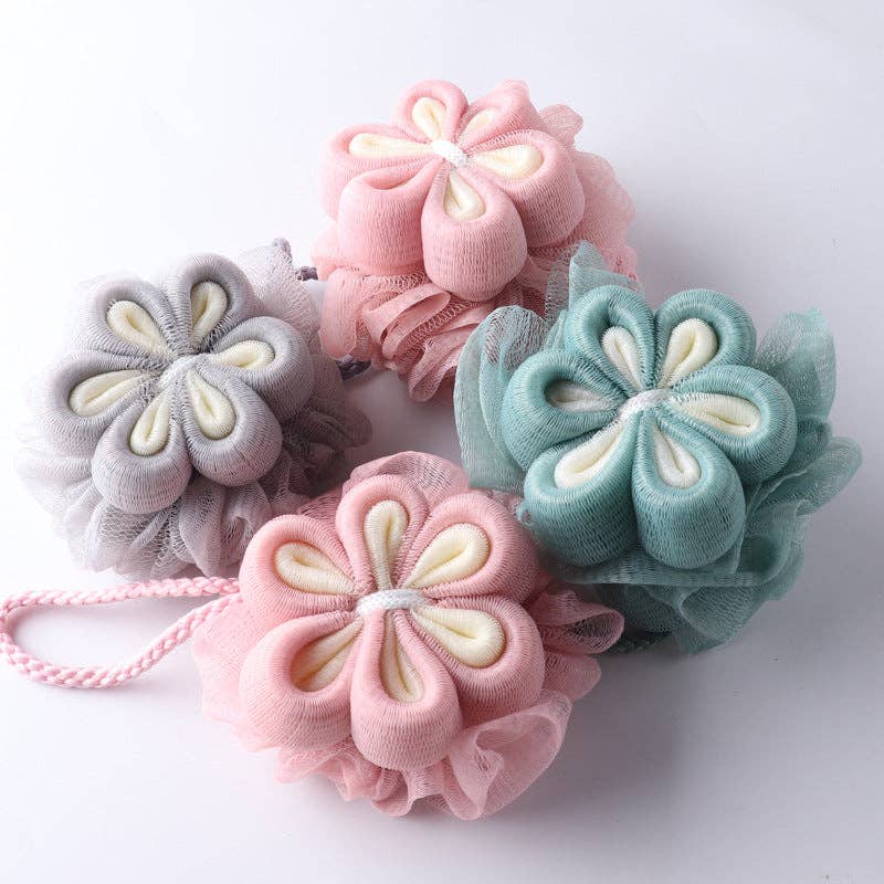 WEST AUSSIE SUPPLIES - PAPO- Flower Shower Pouf Premium Quality and Rich Foaming: GREEN