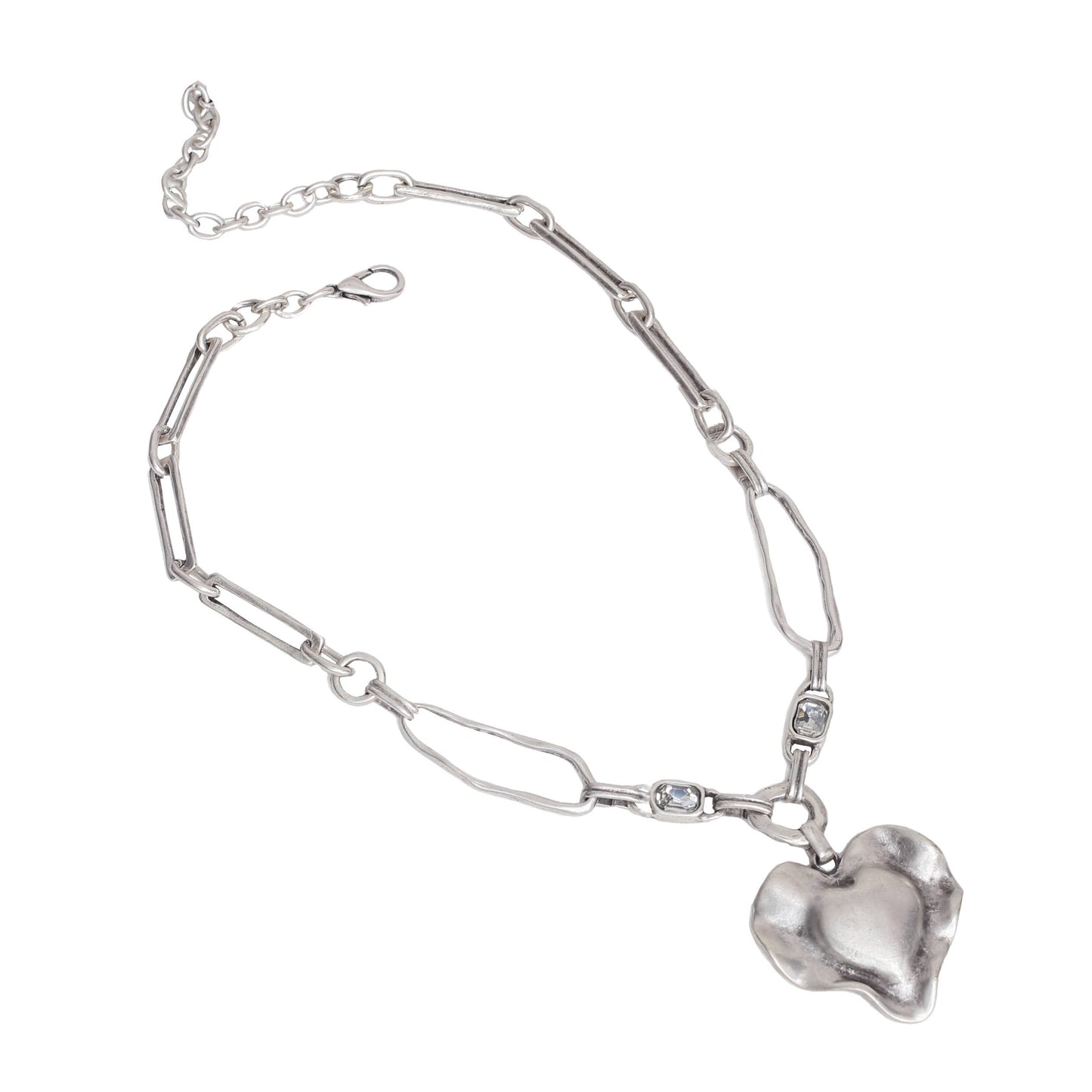 Chanour - Handmade Heart Crystal Pewter Necklace - 3939