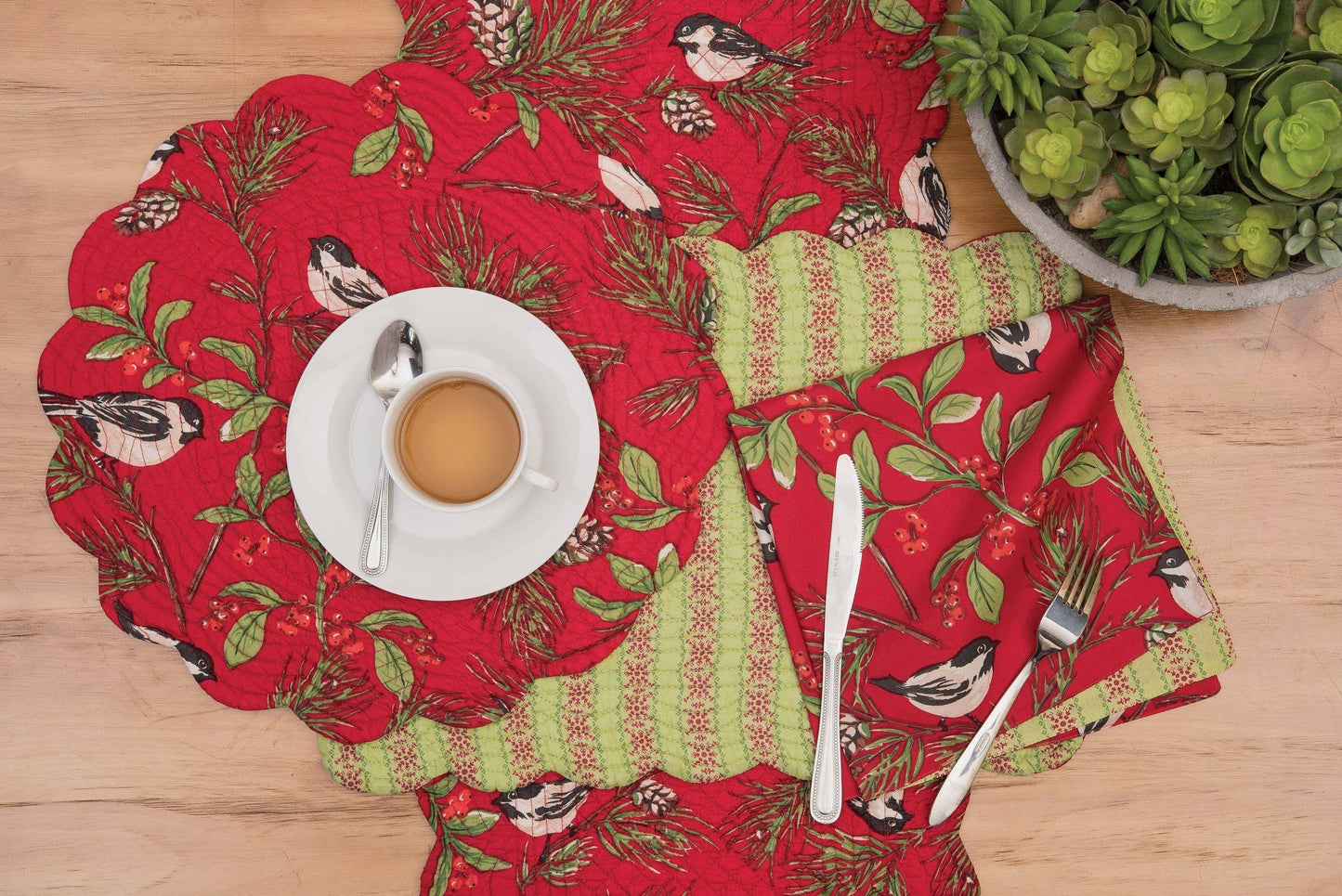 C&F Home - Christmas Chickadee Red Placemat