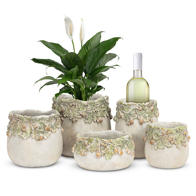 Abbott - Oak Leaves & Acorns Low Planter