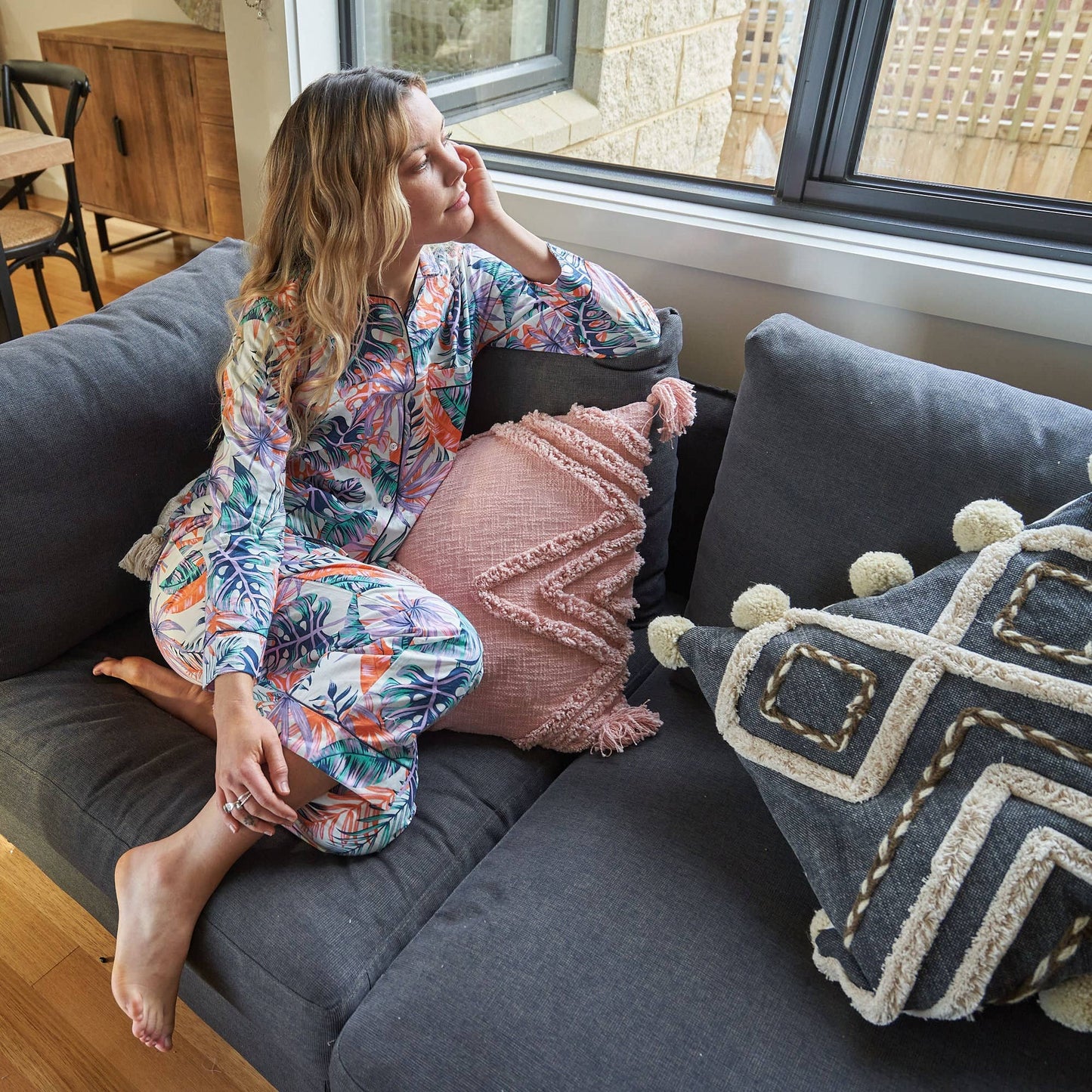 Linen Connections - Pyjamas/ Floral Pure Cotton P J Set, Pijamas Set: M