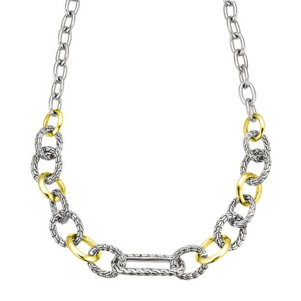 Laudic Co - 21 Inch Two Tone Rectangle Link Necklace
