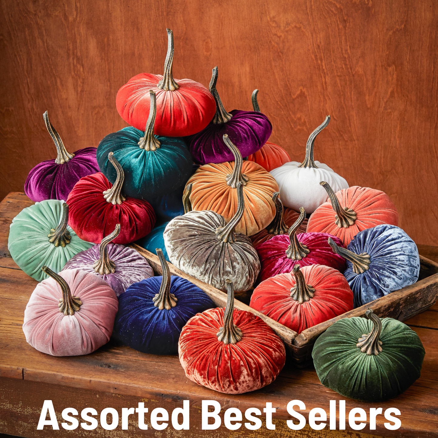 Your Heart's Content - Pumpkin Large Velvet, Fall Decor, Shelf Sitter, Tablescape: Avocado