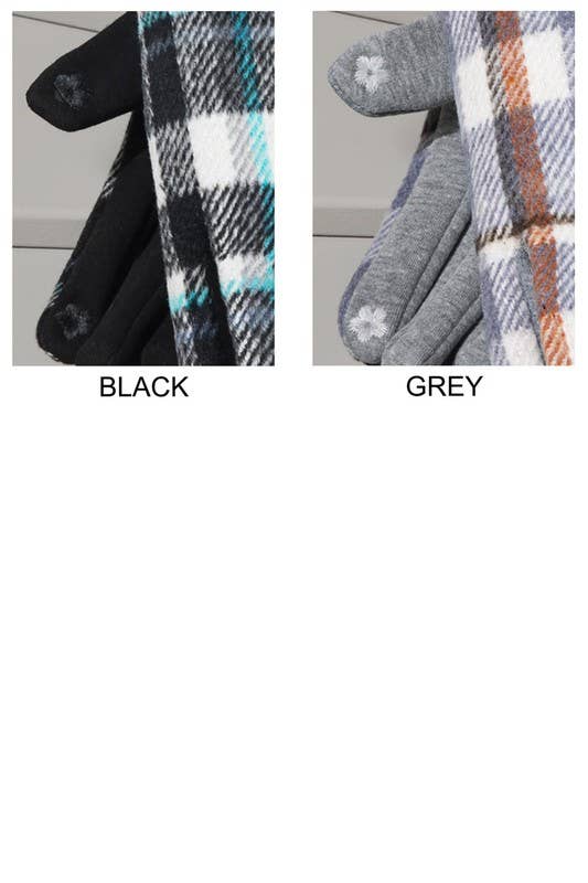 Shop Neighbors - Plaid Smart Touch Gloves: BLACK