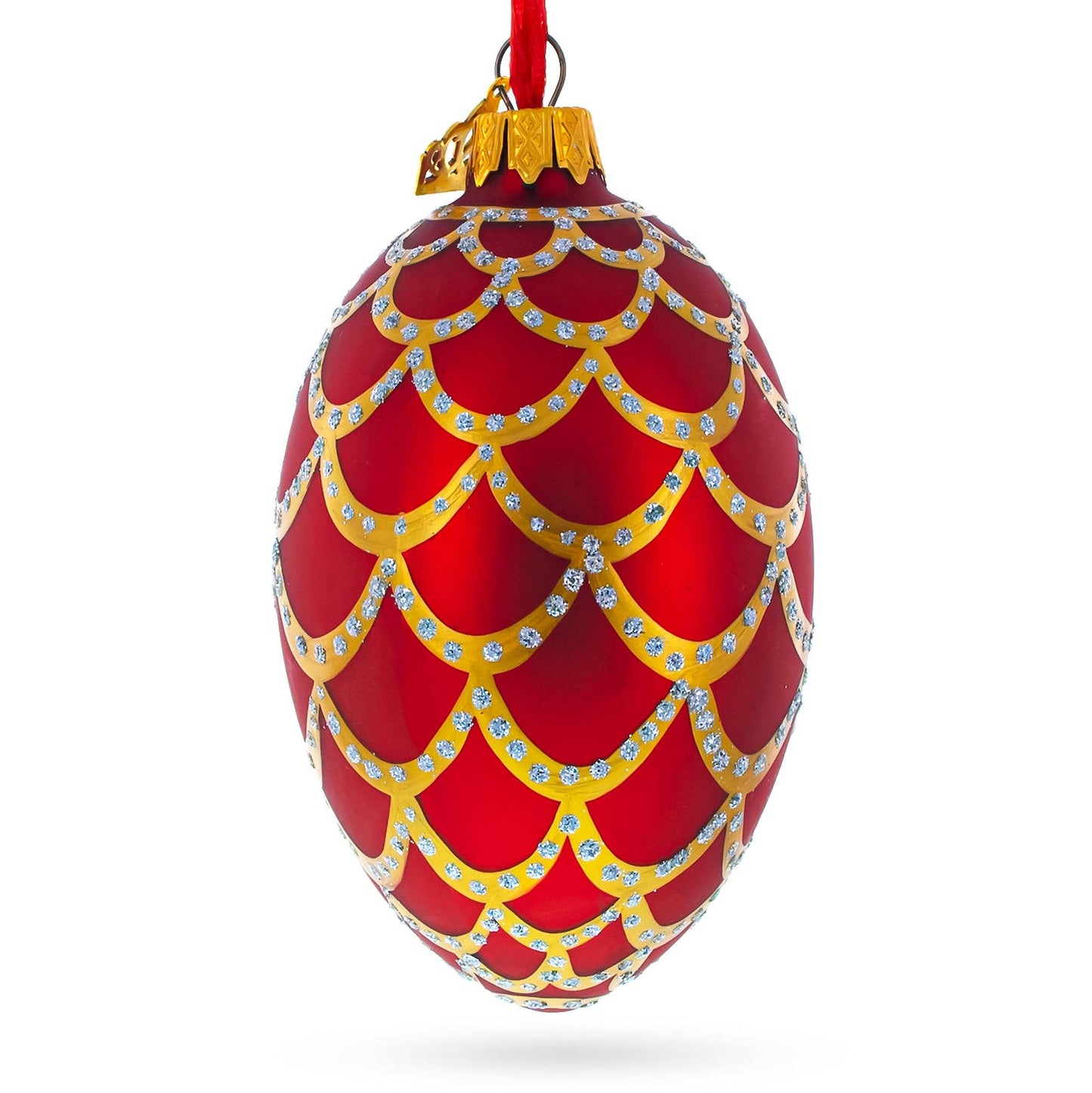 BestPysanky - 1900 Pine Cone In Red Royal Egg Glass Ornament