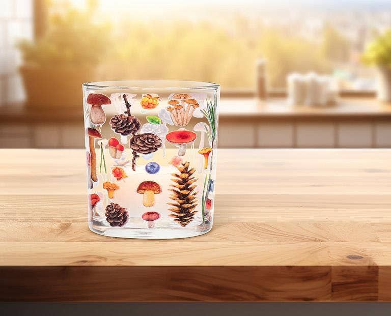 Abbott - Mushrooms & Pinecones Votive-3"H