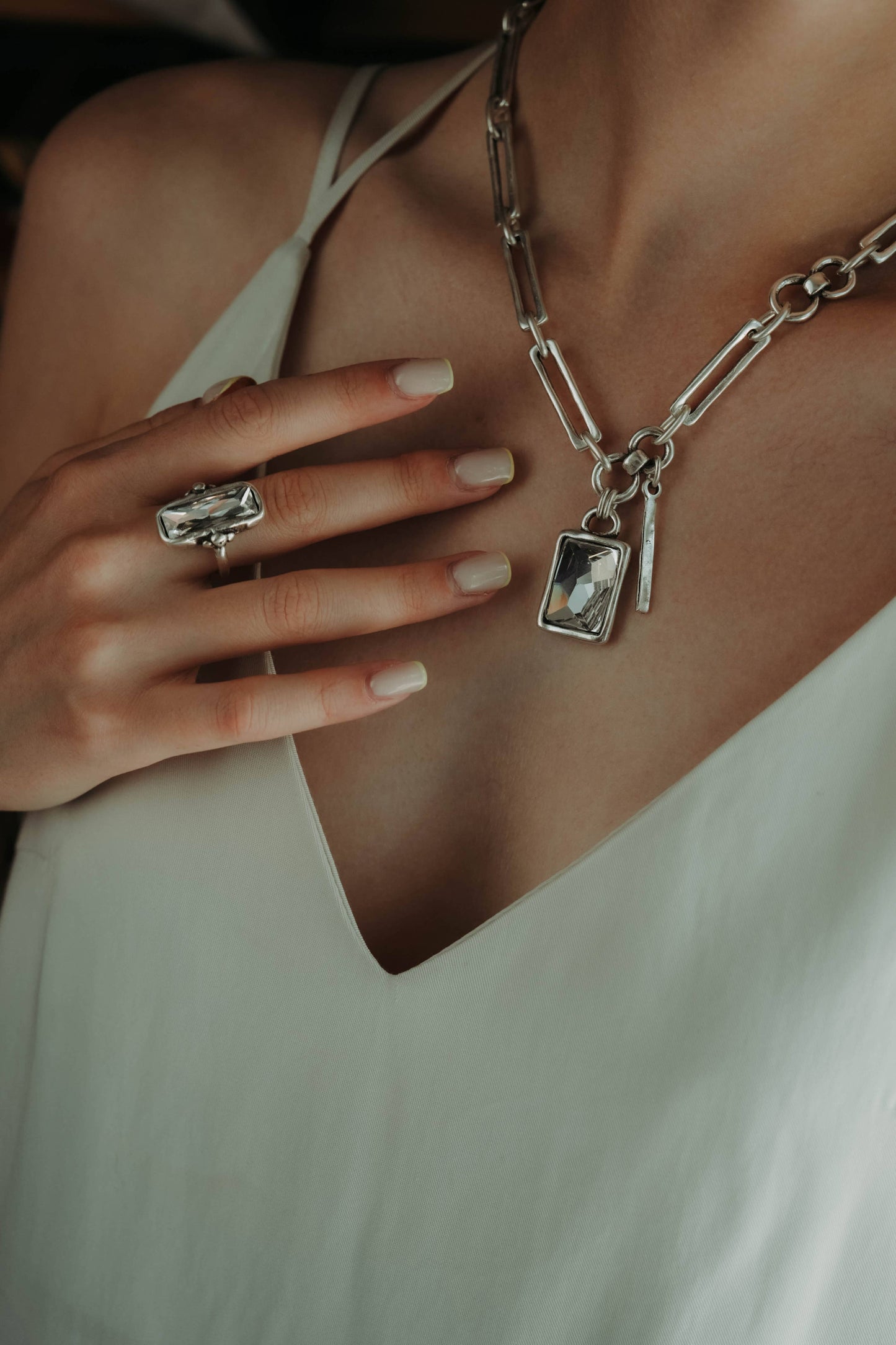 Chanour - Handmade Crystal Brass Ring - 6814