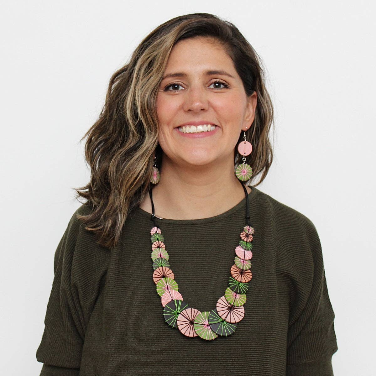 Sylca Designs - Green and Pink Azalea Necklace