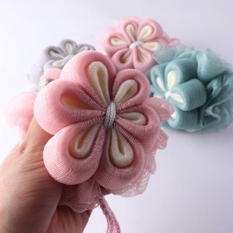 WEST AUSSIE SUPPLIES - PAPO- Flower Shower Pouf Premium Quality and Rich Foaming: GREEN