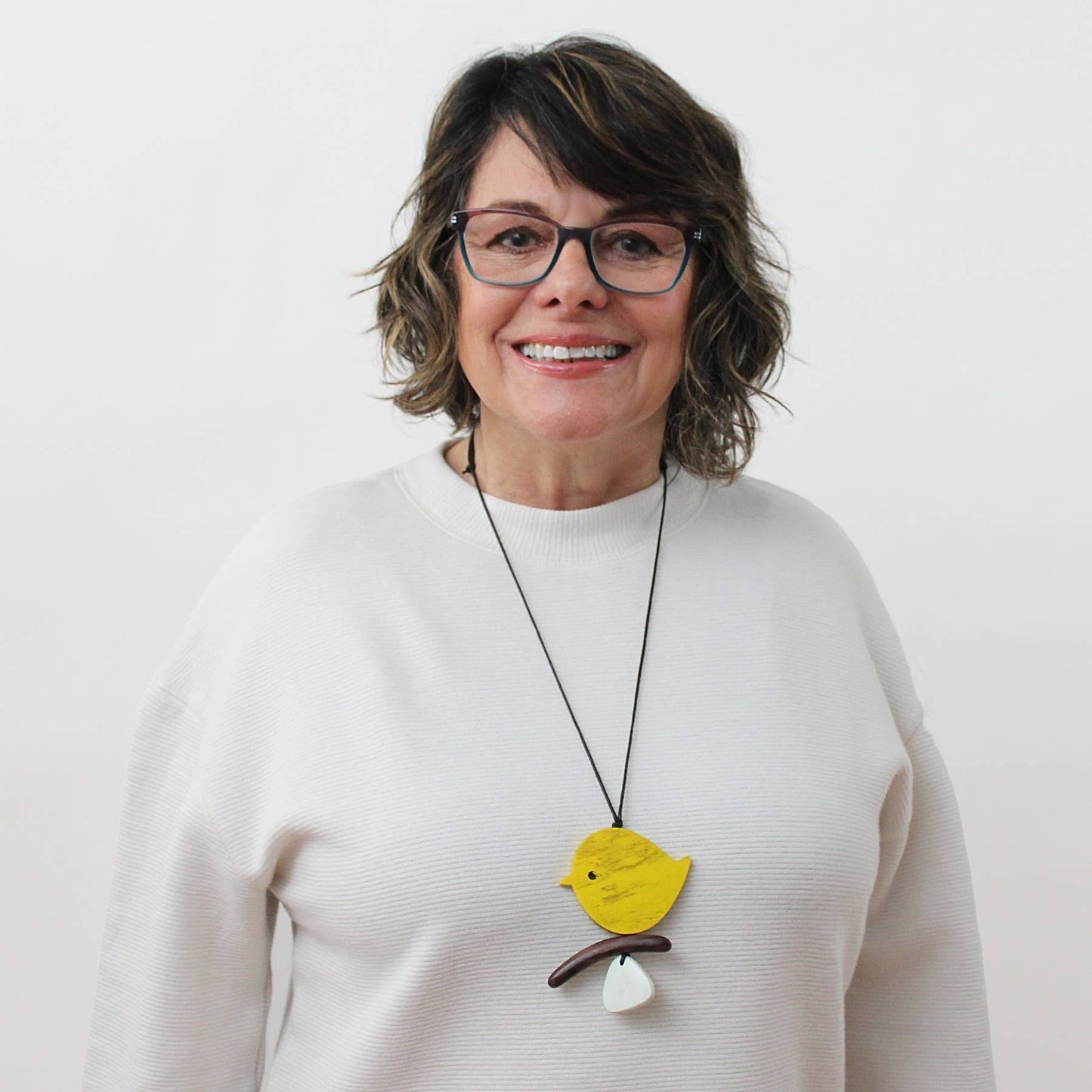 Sylca Designs - Yellow Robin On A Branch Necklace