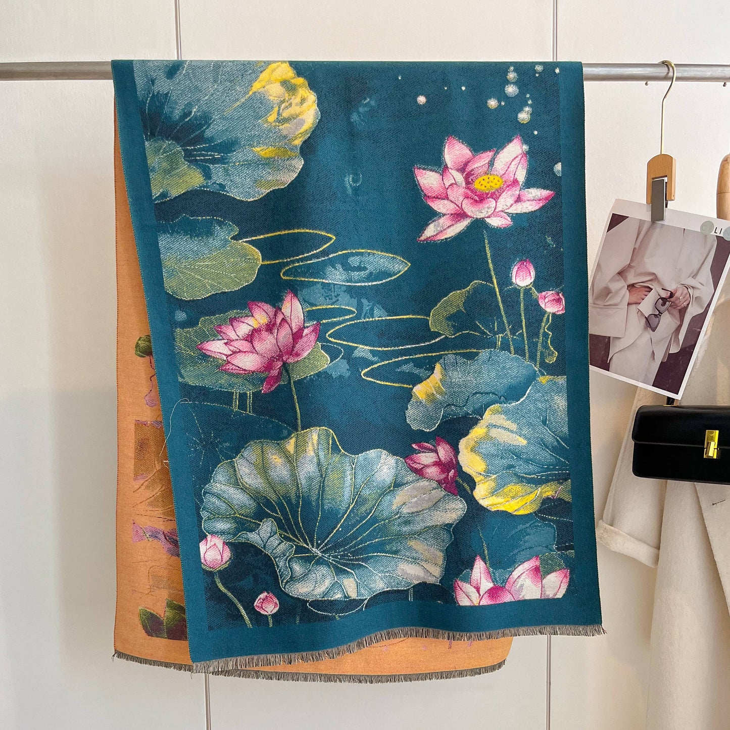 Winding River - Blue Water Lilies Reversible Wrap