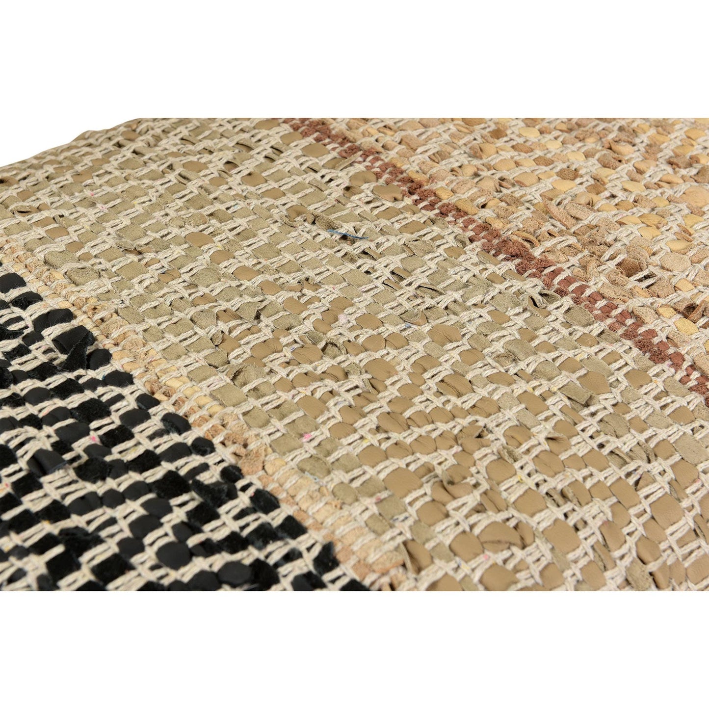 LR Home - Boho Brown/Black Chevron Striped Upholstery Accent Bench