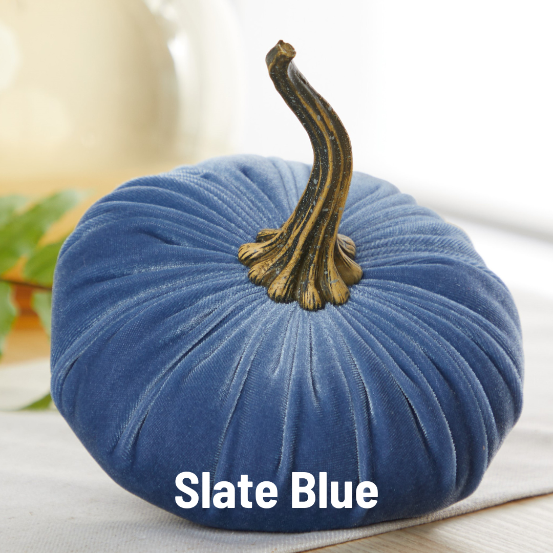 Your Heart's Content - Pumpkin Large Velvet, Fall Decor, Shelf Sitter, Tablescape: Avocado