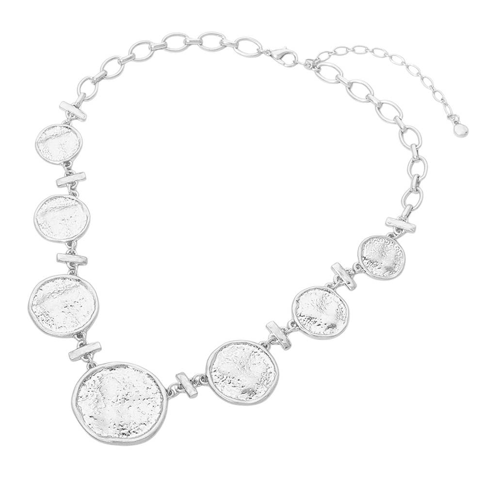 Sensibling Corp. - Bold Textured Disc Link Statement Necklace: Worn Gold