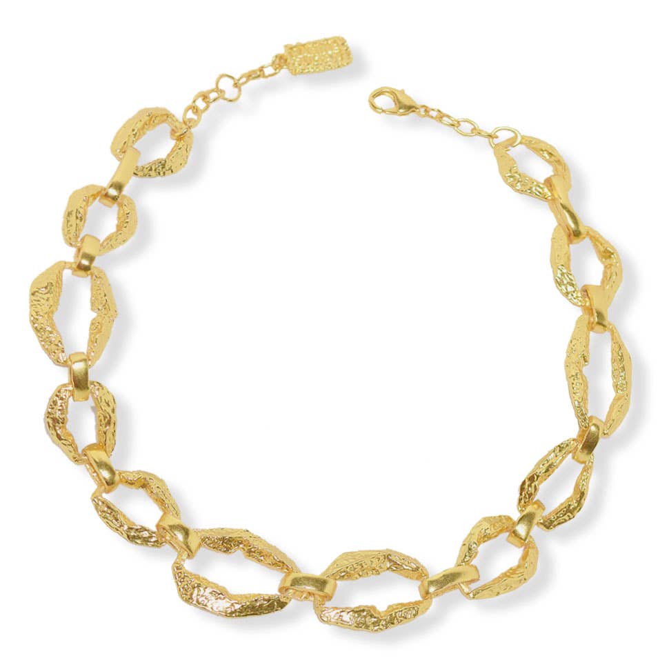 KARINE SULTAN - Irregular link short chain layering necklace: Silver